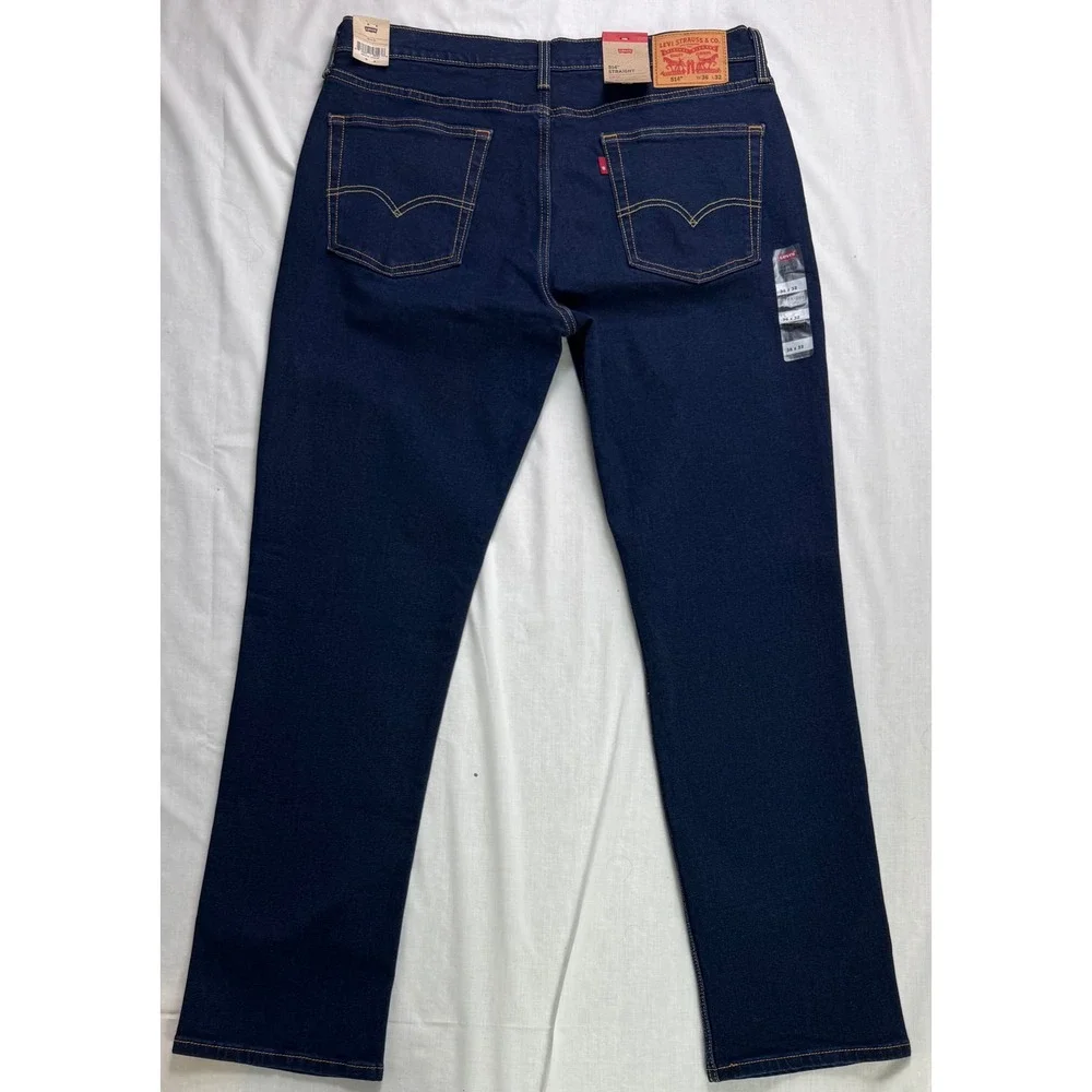 Levis 514 Straight Fit Stretch Mens Jeans Dark Indigo Blue 36x32